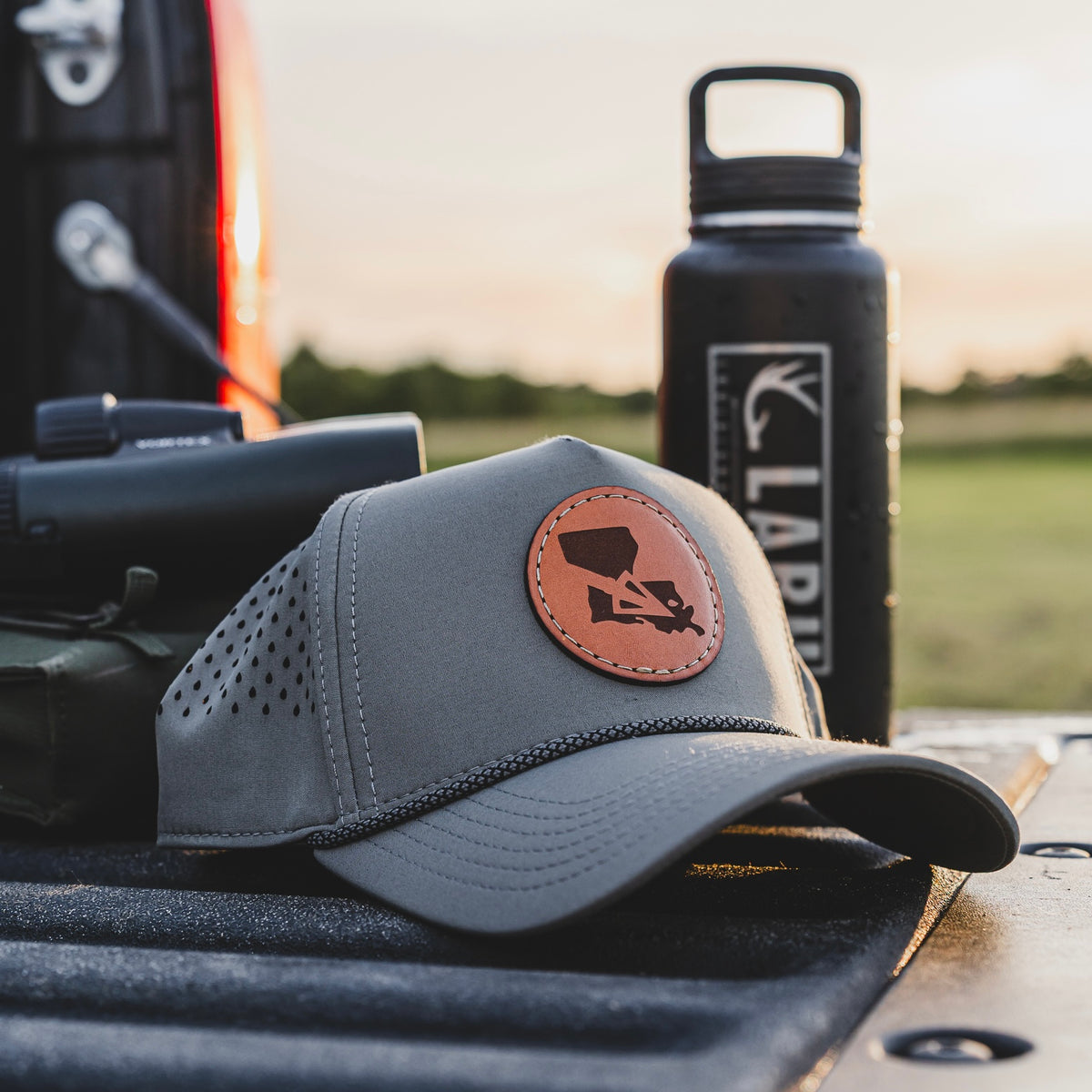 Louisiana Bowhunter Circled Leather Patch Performance Hat