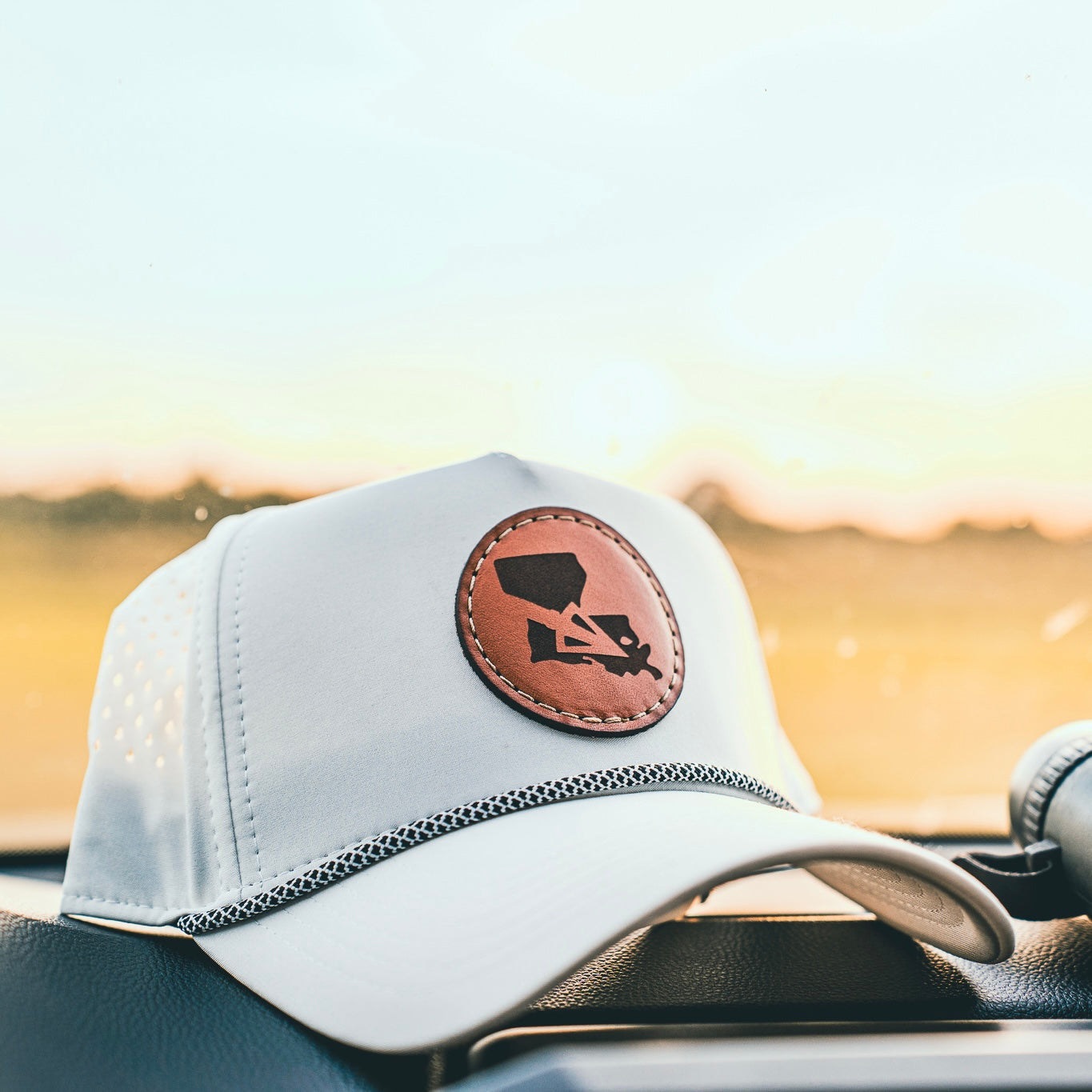 Louisiana Bowhunter Circled Leather Patch Performance Hat